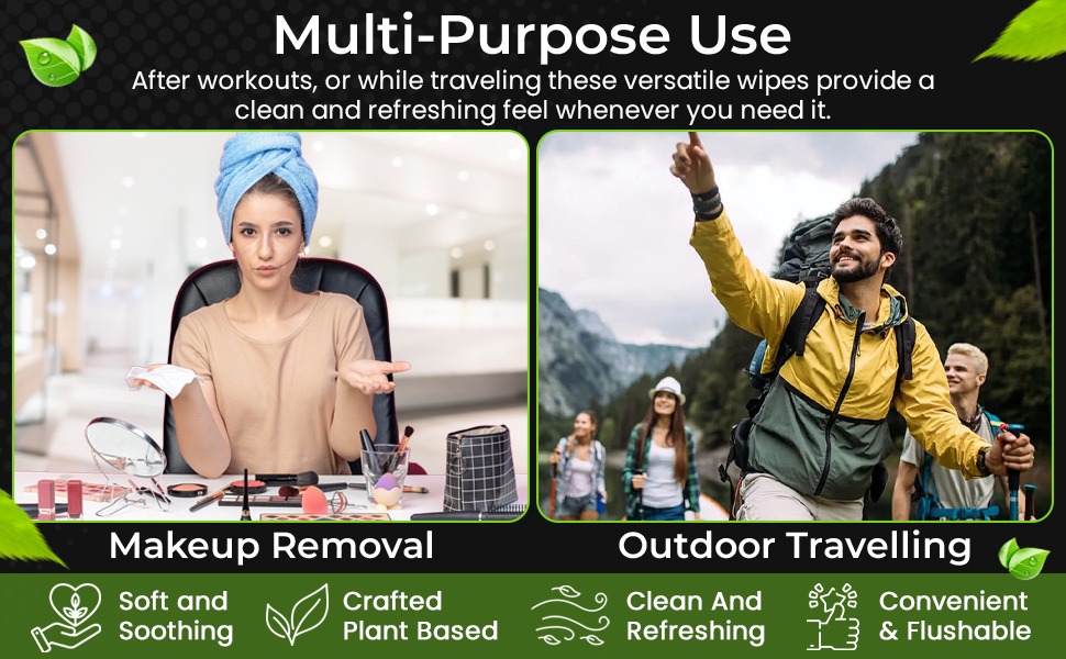 Multi-purpose uses for INTIMATE WIPES including makeup removal and outdoor travel